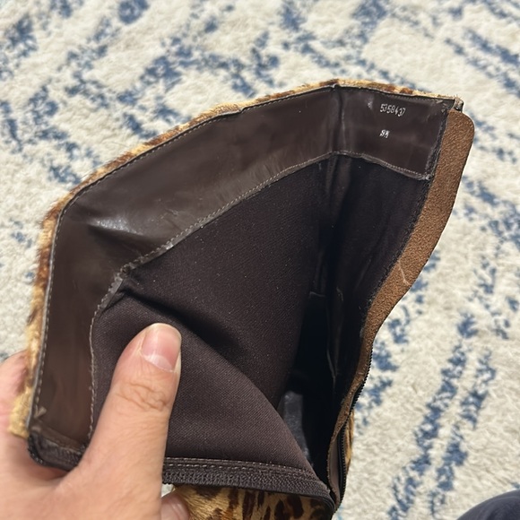 90’s Y2K Animal Print Square Toe Heel Boots Leather Shoes Size 8 - Picture 12 of 16